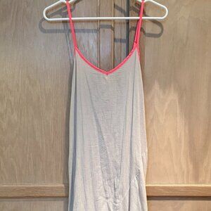 Sundry Gauzy Maxi Gray Sundress Pink Trim Size 0 (XS) Roomy Cotton Lined